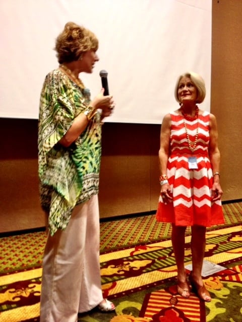 I led the advanced speaker group. We brought in the fabulous Shari Braendel from Fashion Meets Faith to teach. Here she is showing an example of someone who dresses in the right colors & style. {Sandy Vanderzicht, who happens to be my editor at Zondervan!} 