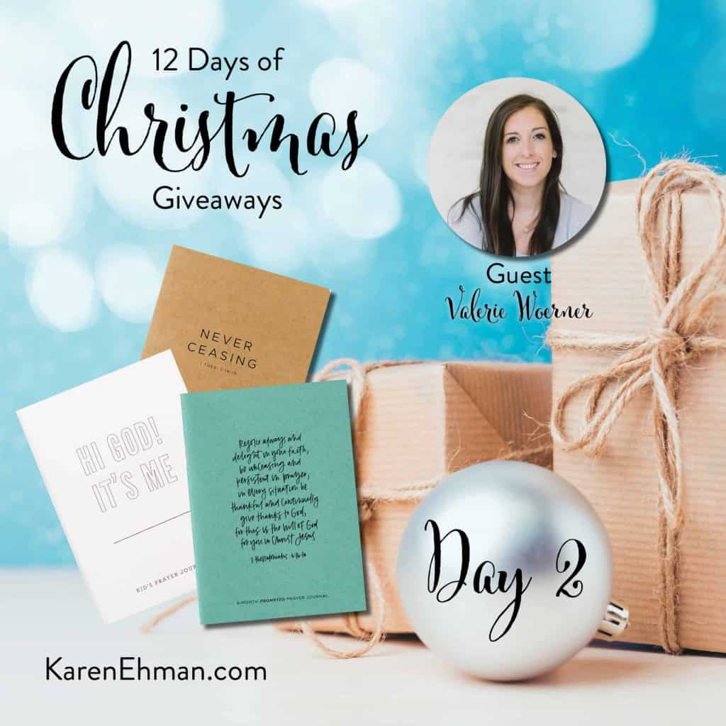 Enter to win Day 2 of 12 Days of Christmas Giveaways with Valerie Woerner at karenehman.com.