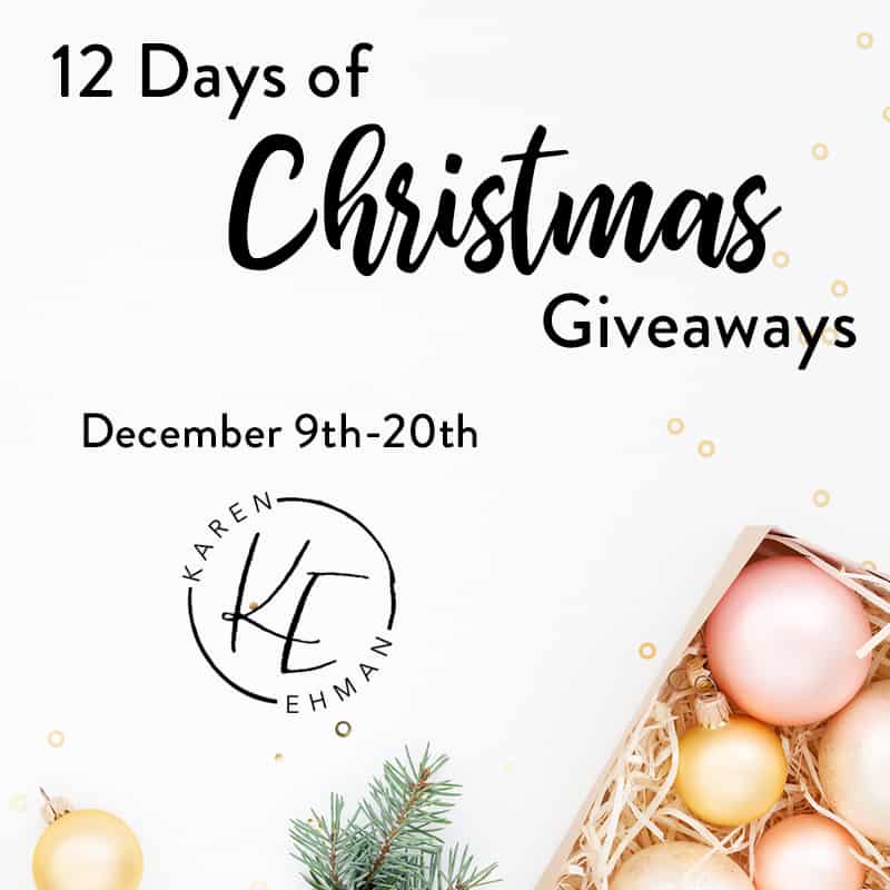 Join us for the 12th Annual 12 Days of Christmas Giveaways at karenehman.com.