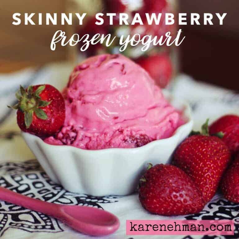 Skinny Strawberry Frozen Yogurt by Dashing Dish on karenehman.com.