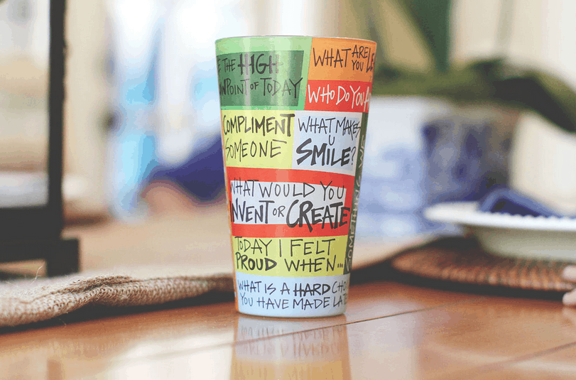 Bring back the family dinner conversation time with this clever cup.