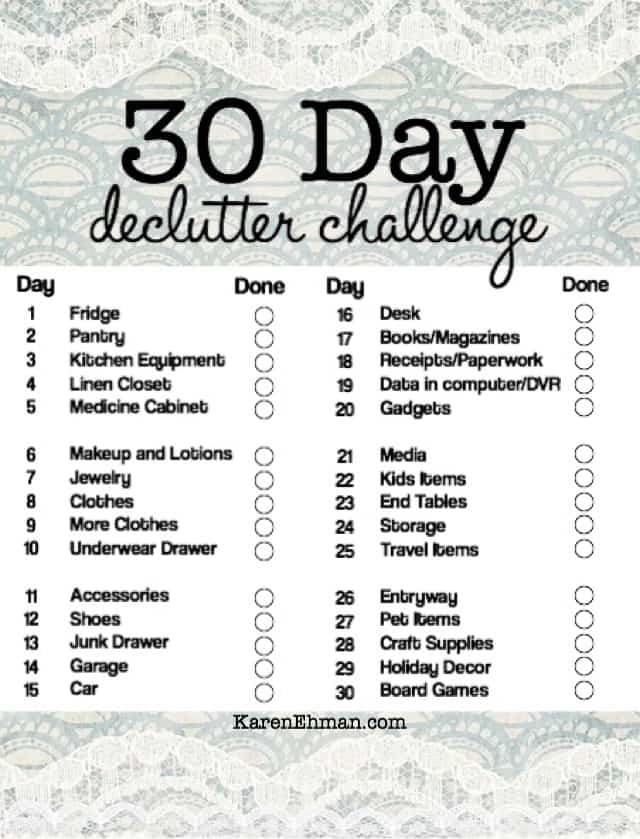 30 Day Declutter Challenge at KarenEhman.com