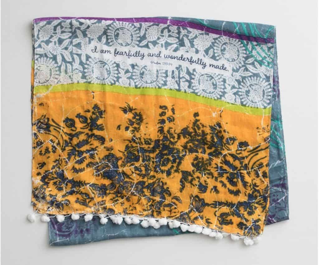 Fearfully and wonderfully made scarf, Psalm 139:14 by Dayspring.10 Gifts She'll Love at karenehman.com. 