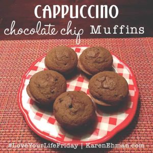 Cappuccino Chocolate Chip Muffins by April Wilson for #LoveYourLifeFriday at karenehman.com.