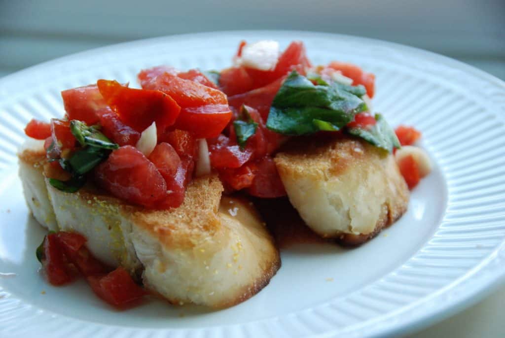 Tomato and Basil Bruschetta (a summer side dish) by Daniele Evans for #loveyourlifefriday at karenehman.com.