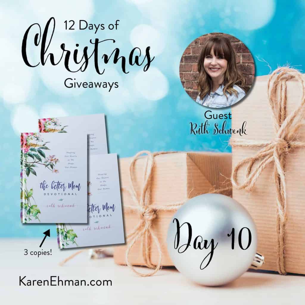 Enter to win Day 10 of 12 Days of Christmas Giveaways with Ruth Schwenk at karenehman.com.