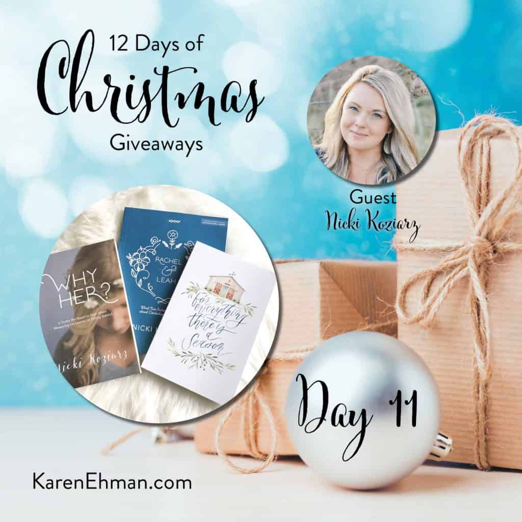 Day 11 of 12 Days of Christmas Giveaways (with Nicki Koziarz) at karenehman.com.