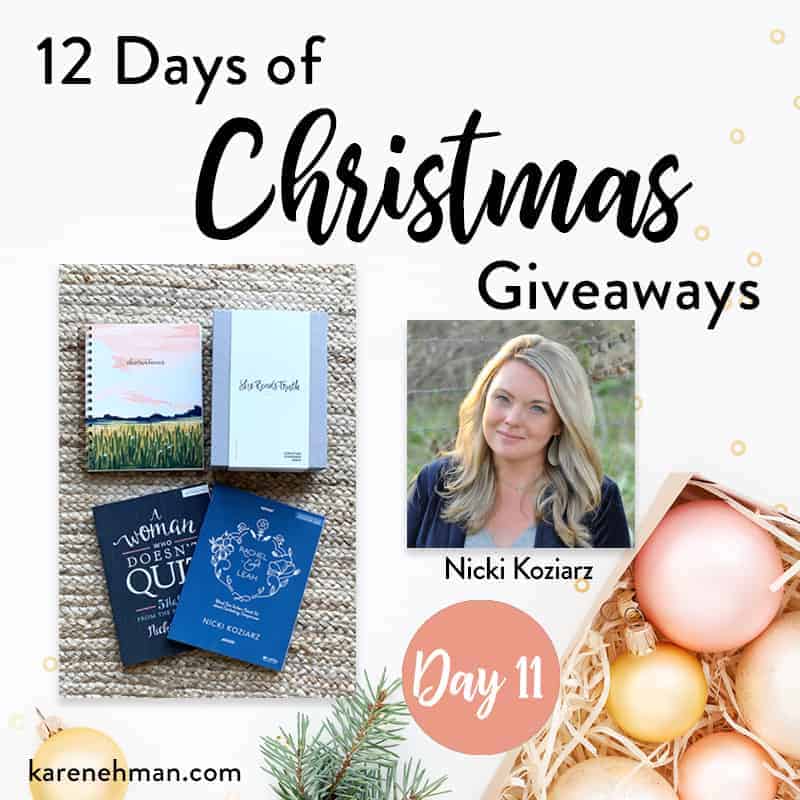 Nicki Koziarz \\ Day 11 of 12 Days of Christmas Giveaways at karenehman.com.